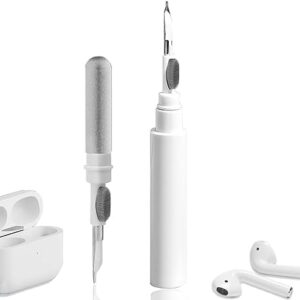 Airpods Cleaner Kit,Earbuds Cleaning kit for Airpods Pro 1 2 3, Multi-Function Cleaning Tool with Brush Flocking Sponge for Wireless Earphones Bluetooth Headphones Case Camera and Phone(White)