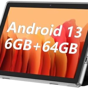 Android Tablet, 10.1 inch Android 13 Tablets 6GB RAM 64GB ROM 1TB Expand, 1280x800 IPS HD Touchscreen,6000mAh Battery, Bluetooth, Dual Camera, GMS, WiFi (Black)