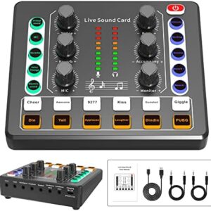 Audio Mixer,Audio Interface with DJ Mixer Live Sound Card Effects and Voice Changer,podcast equipment bundle Stereo DJ Studio Streaming, Prefect for live Streaming/Podcasting/Gaming
