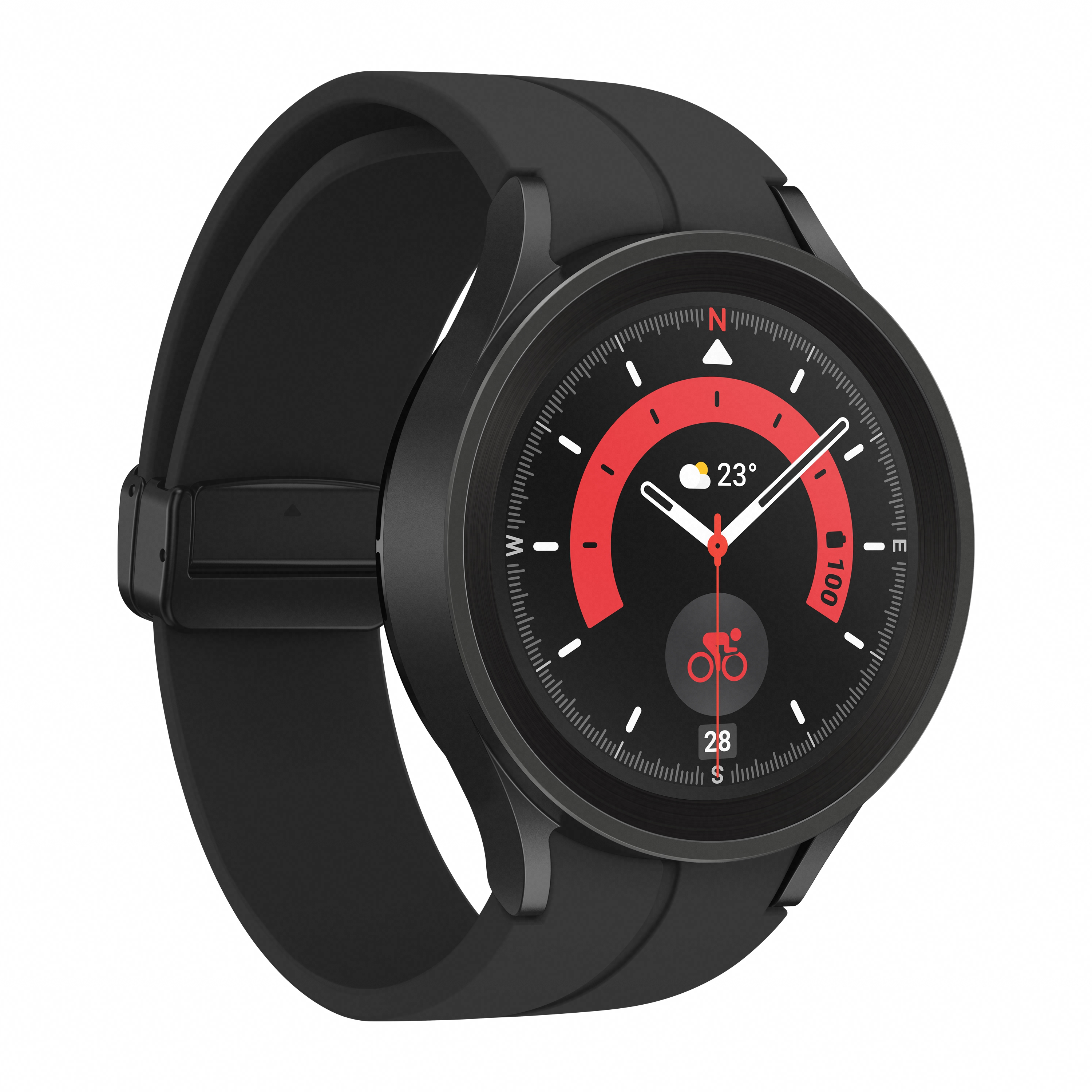 Right angle render of the Samsung Galaxy Watch 5 Pro Black Titanium