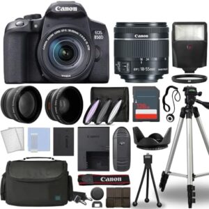 Canon EOS 850D Rebel T8i Digital SLR Camera 18-55mm Lens 3 Lens DSLR Kit with Complete Accessory Bundle 128GB - International Model (Renewed)